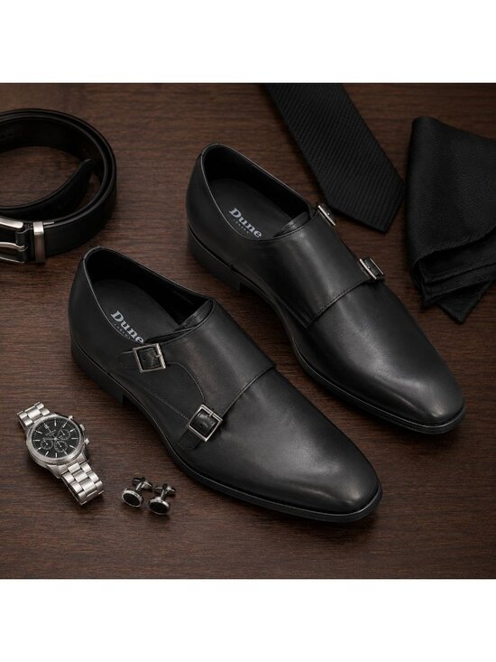 SD1 - Dune London Situation Black Leather Double Monk Strap Shoes Men’s 42/9 NIB main image 9